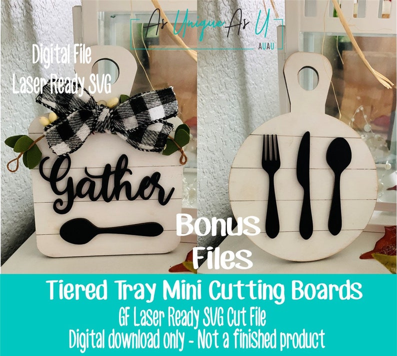 Laser SVG Cut File, Cutting Boards SVG, Farmhouse Sign blanks, Tiered Tray Mini Cutting Boards SVG, Glowforge digital file image 3