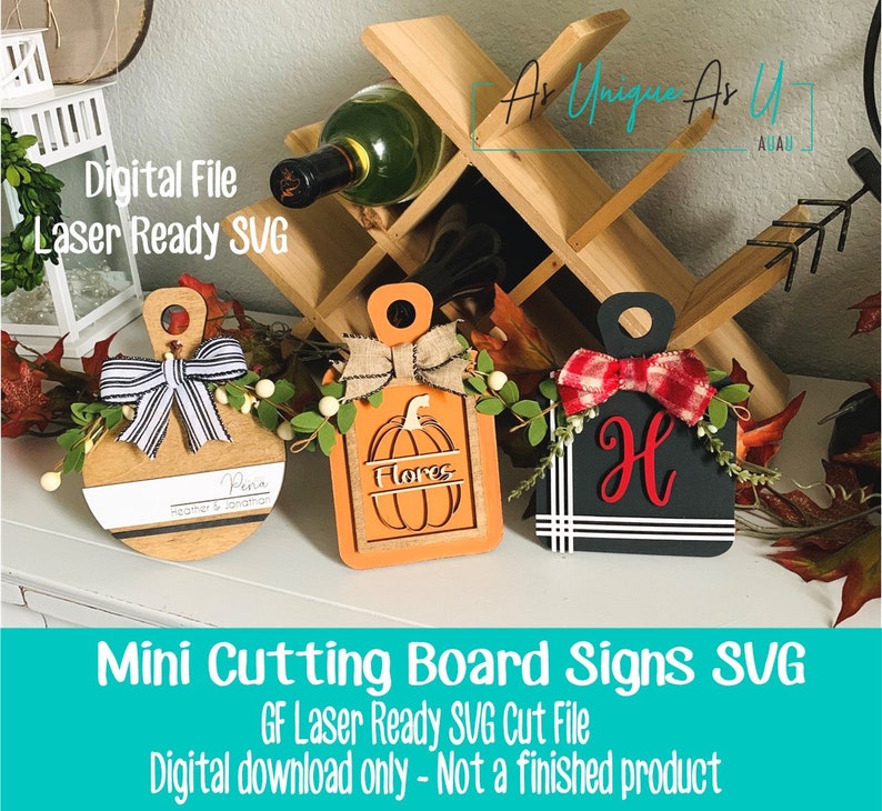 Laser SVG Cut File, Cutting Boards SVG, Farmhouse Sign blanks, Tiered Tray Mini Cutting Boards SVG, Glowforge digital file image 1