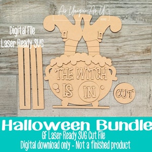 Laser SVG Cut File, Shelf Sitter The Witch Is In Digital Download, Tiered Tray Witch Pot, Trick or Treat SVG, Boo Beads SVG Laser Ready File image 2