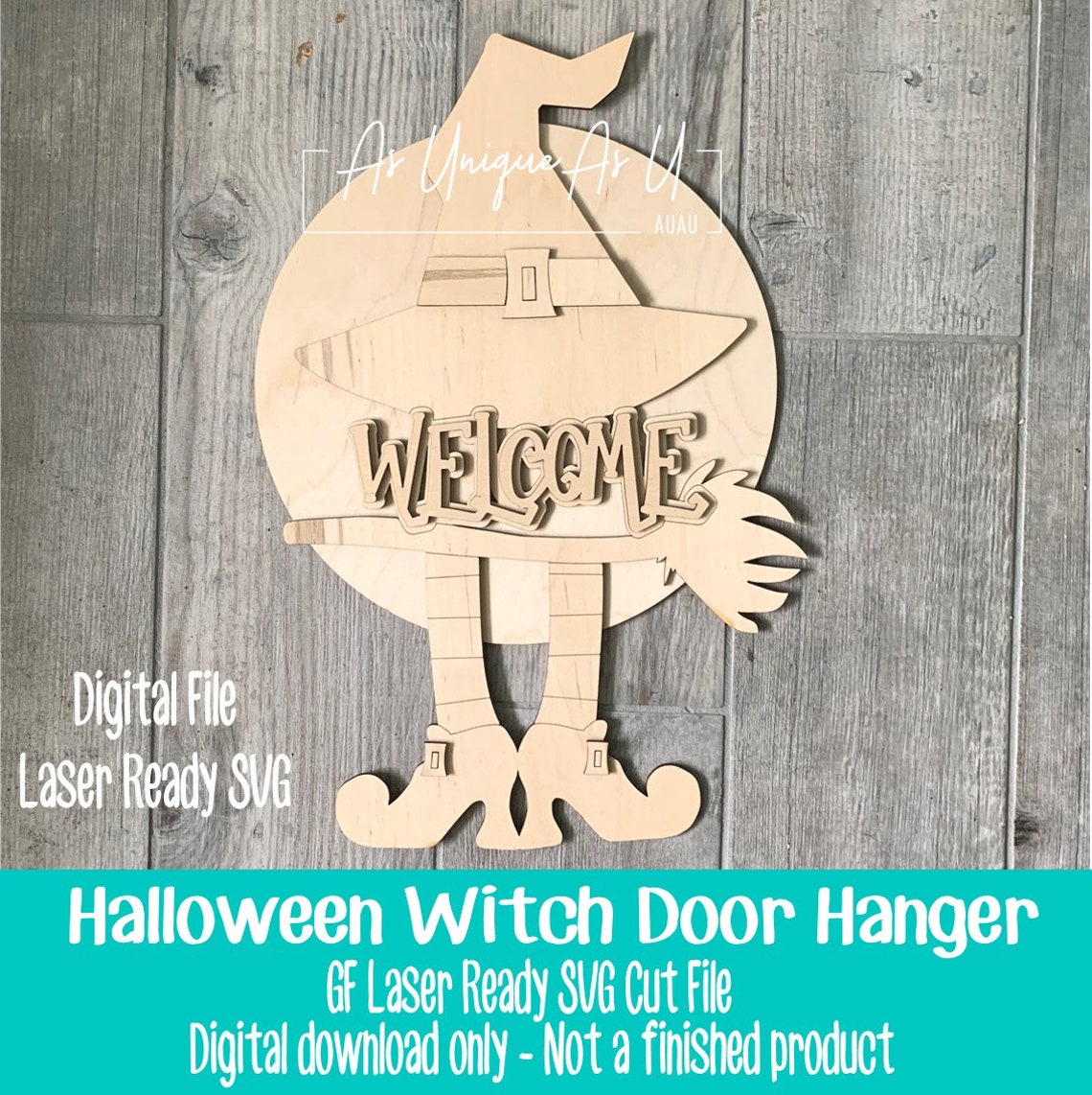 Laser SVG Cut File, Door Hanger Witch Welcome, Halloween Wall Hanging ...