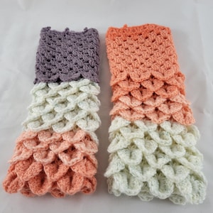 Dragon Scale Mermaid Scale Fingerless Gloves Wrist Warmers