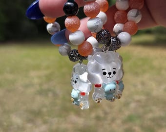 BTS-Inspired RJ Jin Worldwide Handsome BTS BT21 Semiprecious Stone Beaded Bracelet