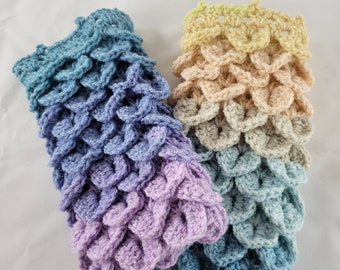 Sparkle Dragon Scale Mermaid Scale Fingerless Gloves Wrist Warmers