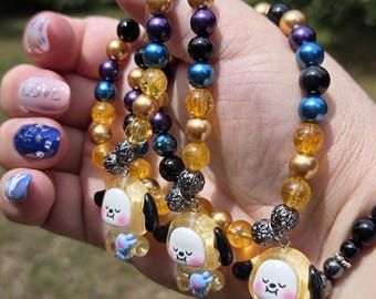 BTS-Inspired Chimmy Jimin Mochi BTS BT21 Semiprecious Stone Beaded Bracelet