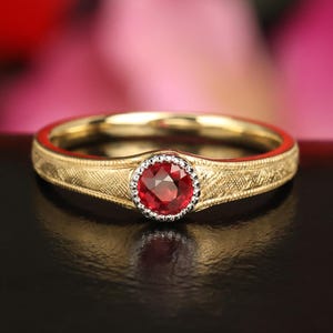 Handmade Engraving Ring, 18k Solid Gold Ring, Handmade Orange Sapphire Ring, Unique Engagement Ring, Statement Ring For Women, Daily Jewelry