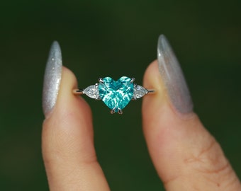 14k massief gouden ring, 3,02 ct granaat, Paraiba kleurring met Moissanite, elegante ring, unieke ring voor jubileumcadeau, verjaardagscadeau voor haar
