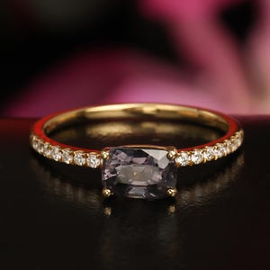 Simple Spinel Ring ,Spinel Engagement Ring with Diamond,18k Solid Gold Ring , Women Spinel Ring, Grey Color Gemstone, Gift For Her