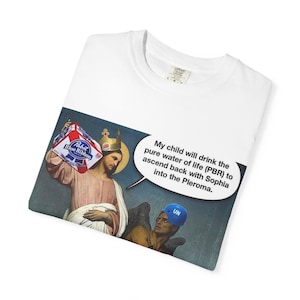 Jesus VS Devil/Demiurge Meme T-Shirt image 3