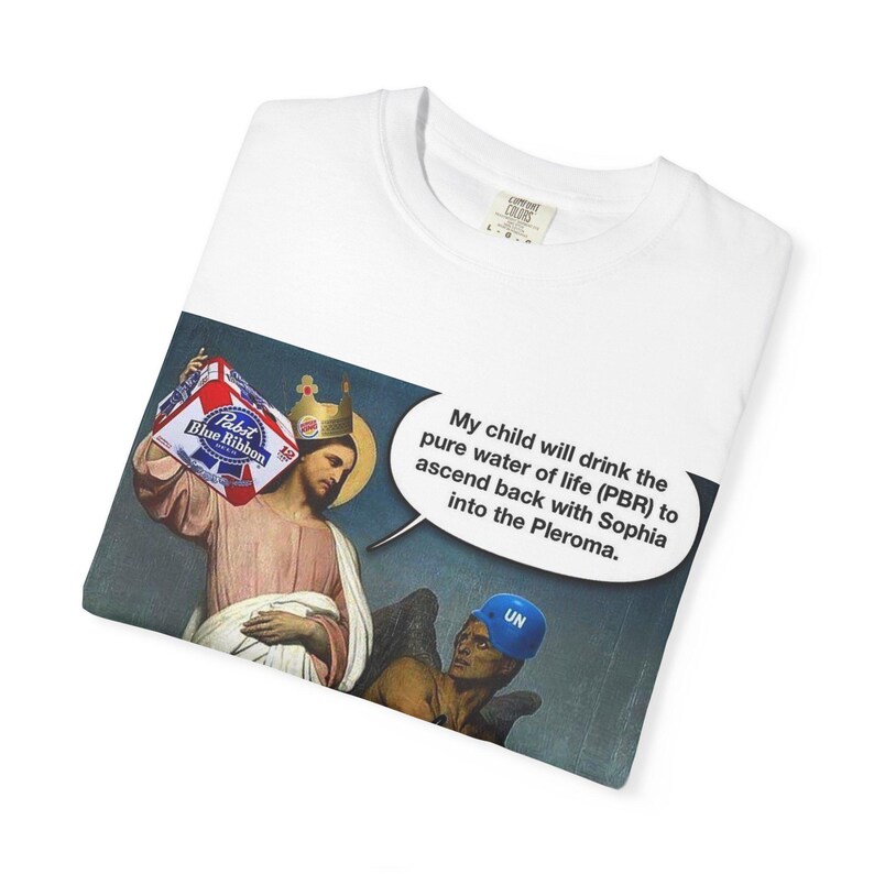 Jesus VS Devil/Demiurge Meme T-Shirt image 3