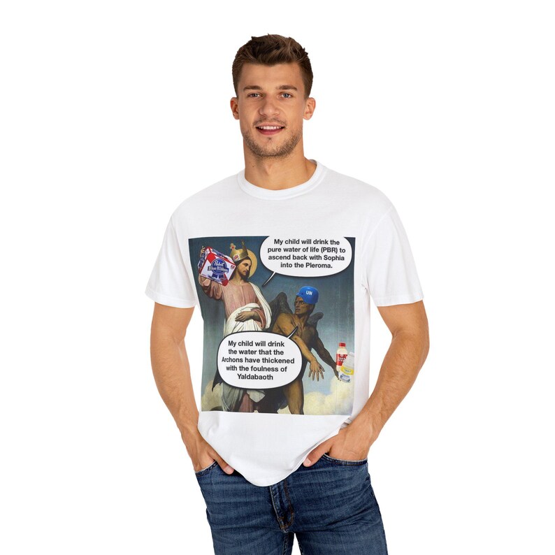 Jesus VS Devil/Demiurge Meme T-Shirt image 5