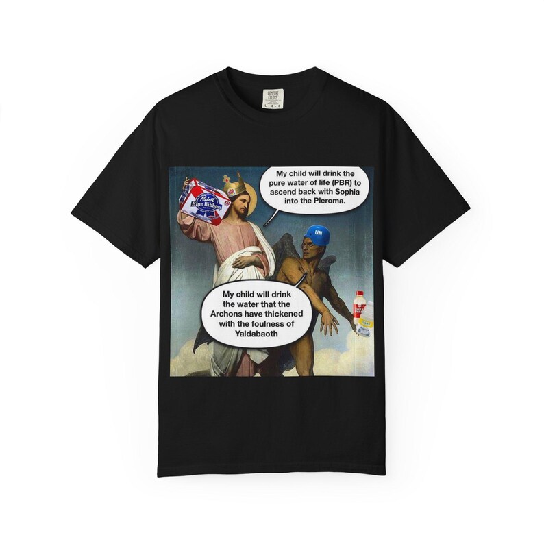 Jesus VS Devil/Demiurge Meme T-Shirt image 2
