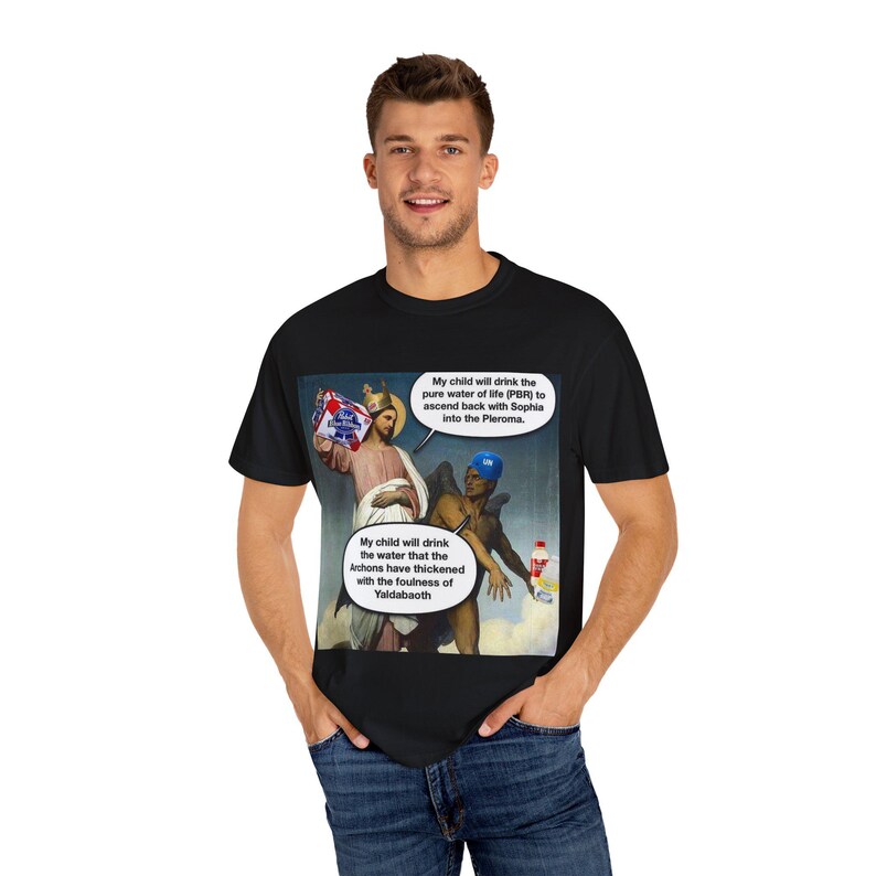 Jesus VS Devil/Demiurge Meme T-Shirt image 6