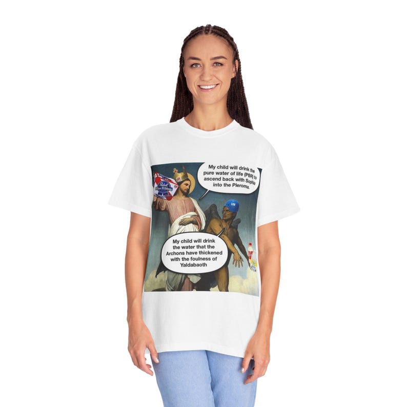 Jesus VS Devil/Demiurge Meme T-Shirt image 7