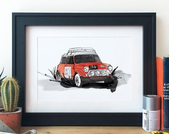 Mini Cooper Rally Car Illustration