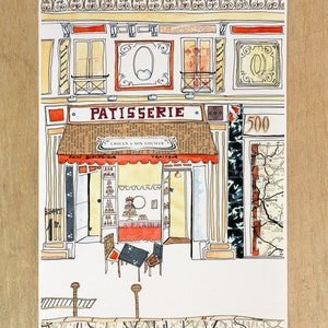 French Patisserie Ink, Watercolour and Collage Illustration - Etsy
