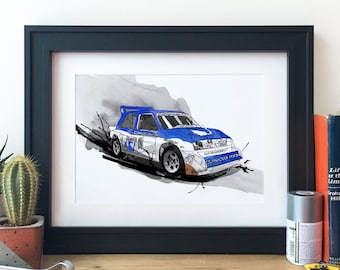 Metro 6R4 Rally Car Illustration