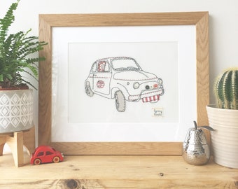 Fiat 500 textile framed picture