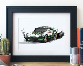 Lancia Stratos Rally Car Illustration