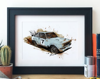 Ford Mk 2 Escort Rally Car Illustration