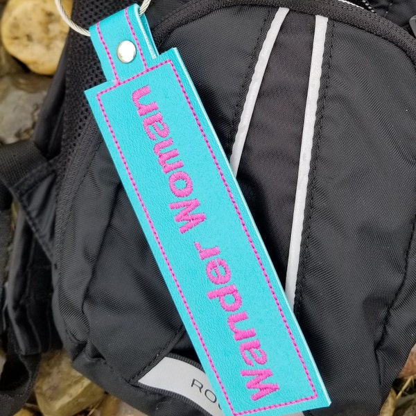 Wander Woman Keyfob, Hiking Tag, Backpacker Gift, Backpack Keychain, Woman Hiker, Thru Hiker Gift, Catskills Hiking, Backpacking, Outdoorsy