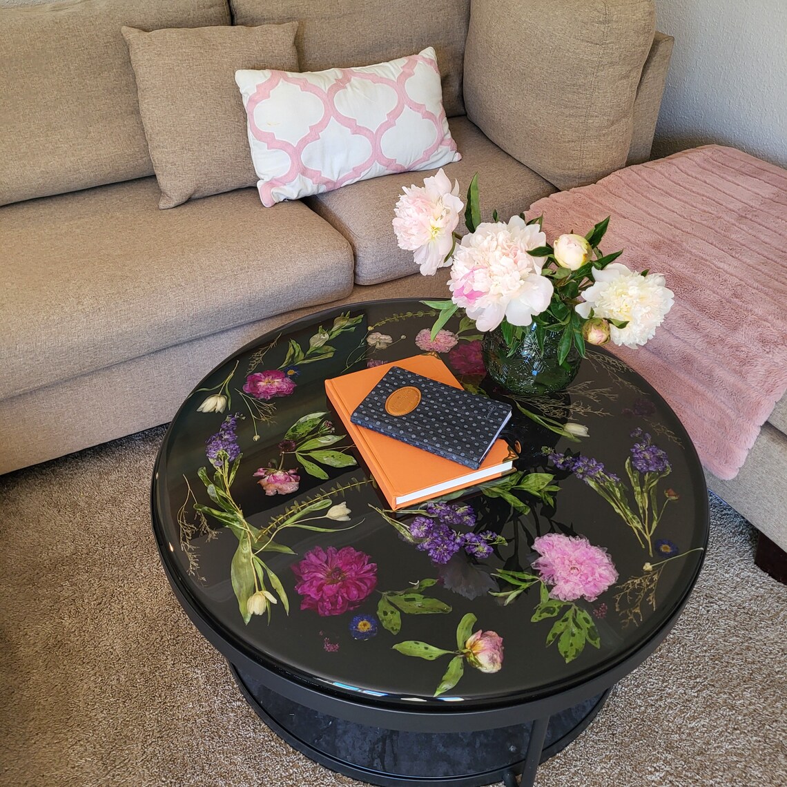 Epoxy Flower Table, Flower Coffee Table, Table With Flower, Floral
