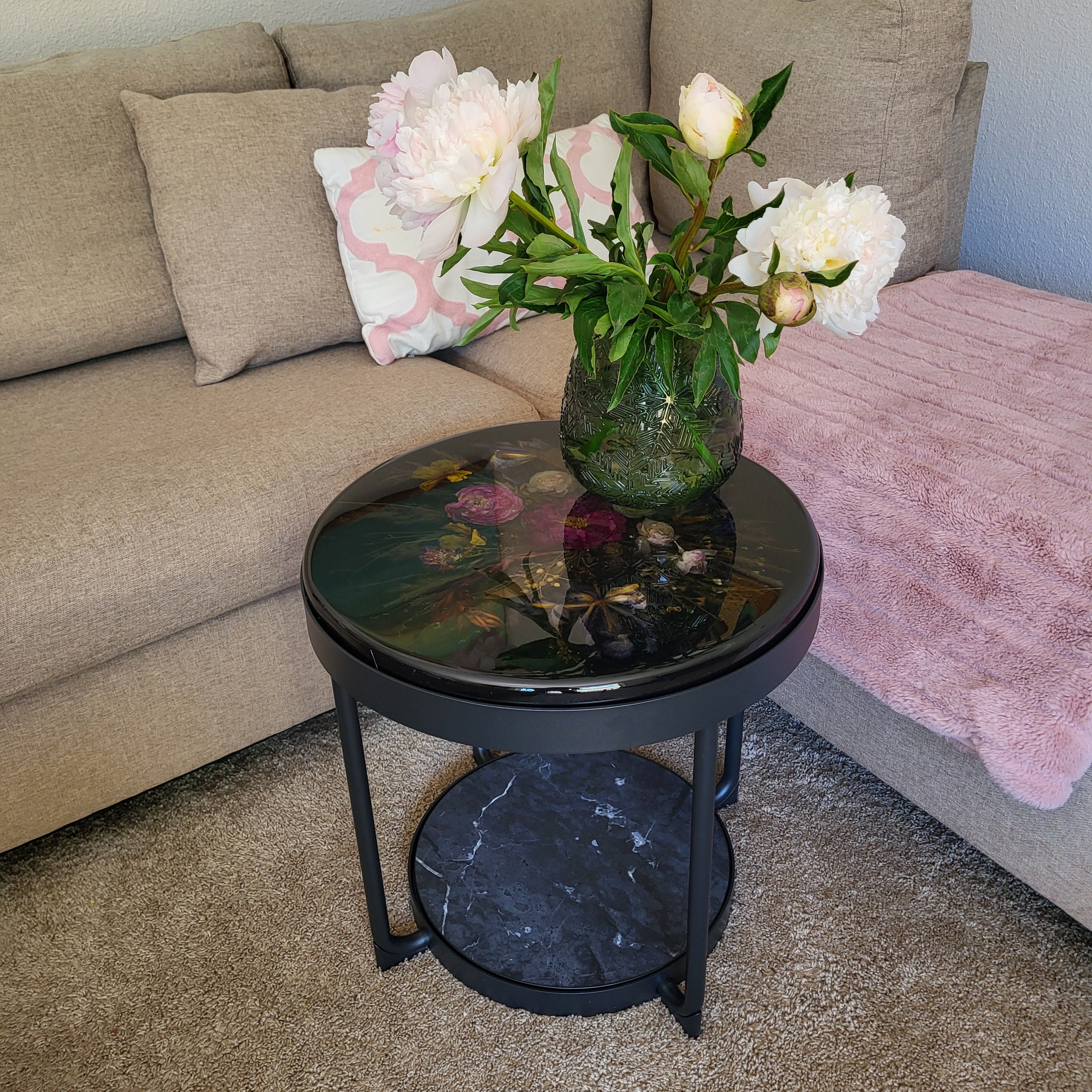Epoxy Flower Table, Flower Coffee Table, Table With Flower, Floral
