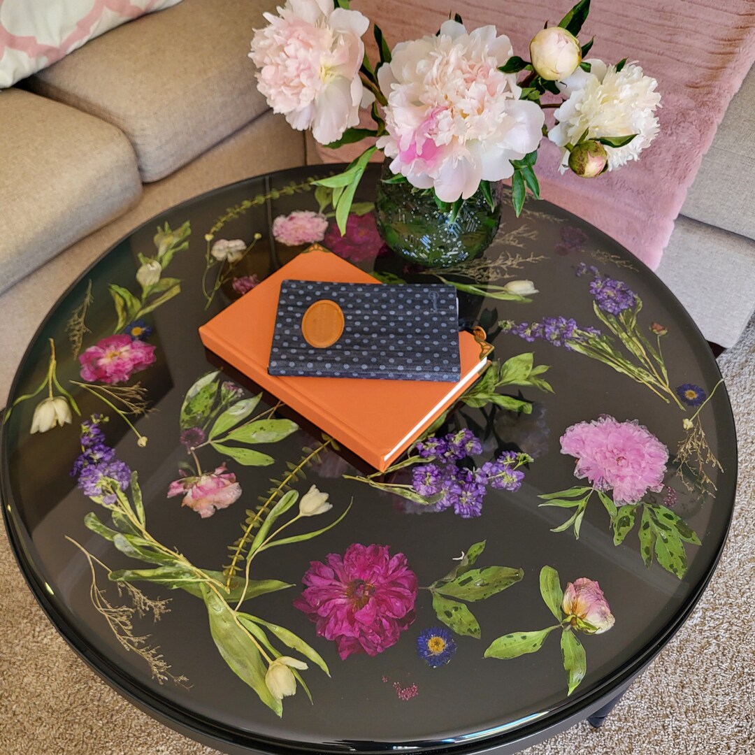 Epoxy Flower Table, Flower Coffee Table, Table With Flower, Floral