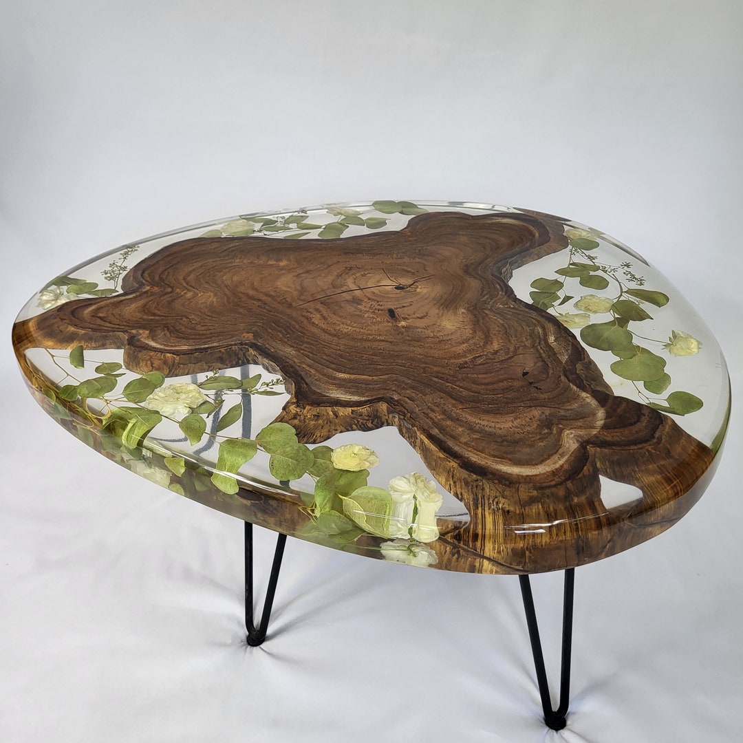 Epoxy Flower Table, Flower Coffee Table, Table With Flower, Floral