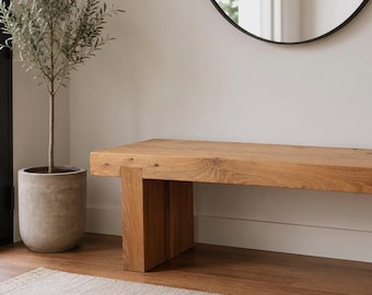 White Oak Beam Bench – Modern Rustic Farmhouse Entryway Furniture