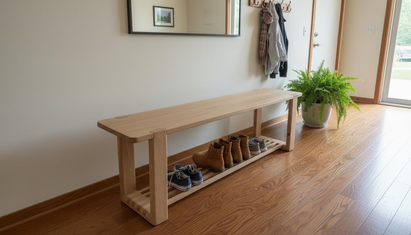 White Entry Bench Solid White Oak Entryway Bench- Shoe Rack Bench - Etsy