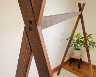 Wooden clothing rack, Garment rack, Clothes rack, Retail clothes rack, Clothing, Craft show folding clothing display, Popup shop