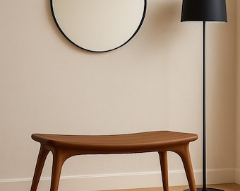 Walnut Entryway Bench - Mid-Century Modern Entryway Side Table