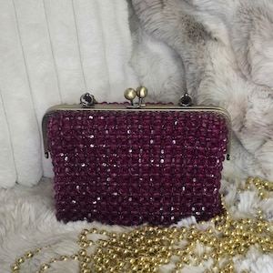 IrinaYork Perlen Frauen Tasche, Crossbody Tasche, Geldbeutel, unterarmtasche, Abendtasche, Frauenhandtasche, Kristalltasche, perlenbesetzte Tasche - Burgund