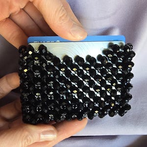 Porta carte di perline, borsa con mini perline di cristallo, portafoglio con perline di cristallo, portafoglio per carte di credito, porta documenti fatto a mano, accessorio minimalista con perline