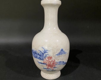 3 Inch  White And Blue Semi Porcellain Vase Of Chinese