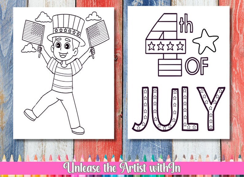 60 4th of July Coloring Pages, Independence Day Coloring Book, 4th of July Coloring Book, Kids ...