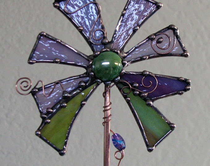 Stained Glass Copper Art Garden Plant Stake Succulent Etsy