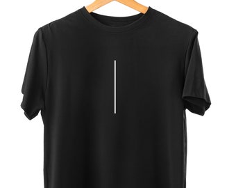 Line | Black Minimal Shirt, Unisex Solid Black Tee, Simple Casual Wear, Wardrobe Essential, Minimalist Style, Versatile Outfit