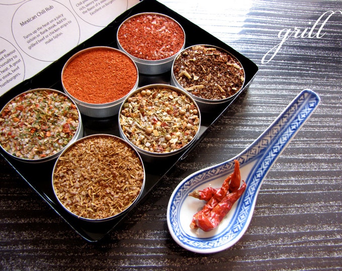 Gourmet BBQ Rub Set: Red Meat & Burger Seasoning Gift - 6 Savory Blends