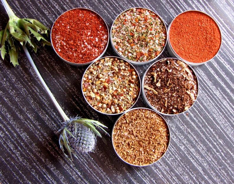 gourmet BBQ rubs kit for red meat and burgers the perfect gift for him 6 containers in a gift box image 4
