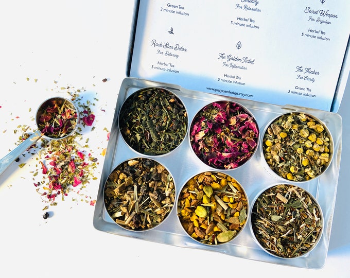 Functional Tea Kit for Self Care. Organic and fair-trade teas in a gift box for well being