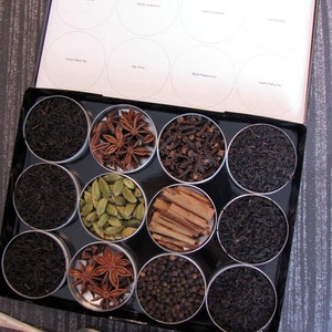 DIY chai tea kit with organic and fair trade spices - set of 12 -  a perfect gift to warm up a tea lover.