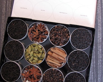 DIY chai tea kit with organic and fair trade spices - set of 12 -  a perfect gift to warm up a tea lover.