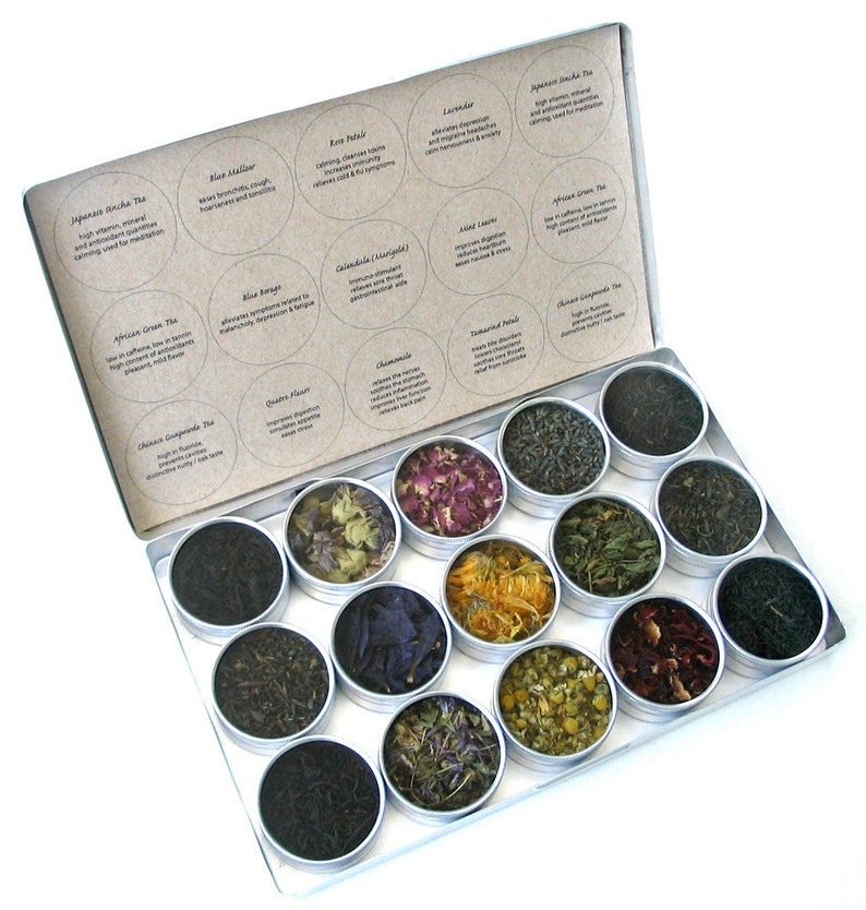 Green herbal tea kit. Set of 15. Custom tea blends for a tea Etsy