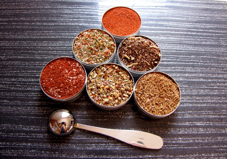 gourmet BBQ rubs kit for red meat and burgers the perfect gift for him 6 containers in a gift box image 2