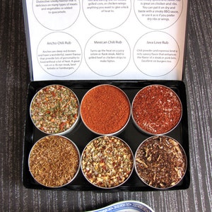 gourmet BBQ rubs kit for red meat and burgers the perfect gift for him 6 containers in a gift box image 3