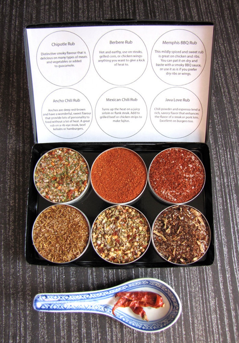 gourmet BBQ rubs kit for red meat and burgers the perfect gift for him 6 containers in a gift box image 3