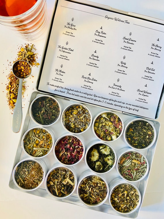 Wellness Tea Kit for Self Care and Well Being With 12 Organic Tea Blends