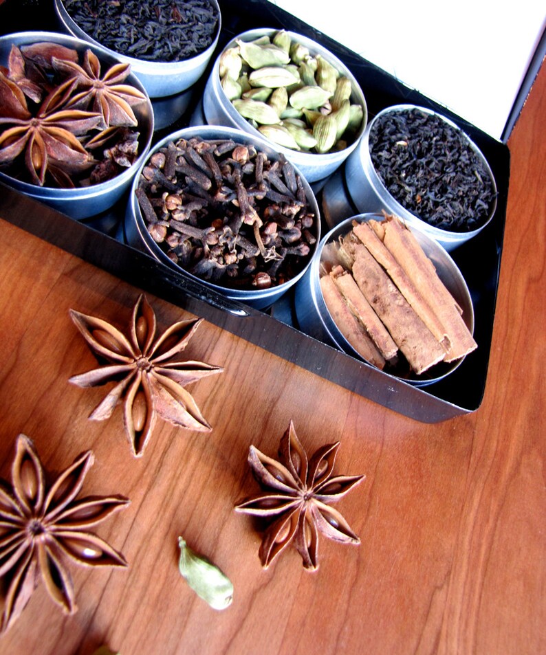 DIY chai tea kit with recipe set of 6 containers a great Etsy
