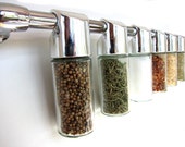 featured in REAL SIMPLE March 2011. totemspice chrome  spice rack with everyday spices. perfect gift for newlyweds and new homeowners.